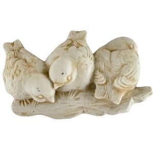 Vintage Hen-Feathers Trio of Birds on a Branch Wall Plaque Decor